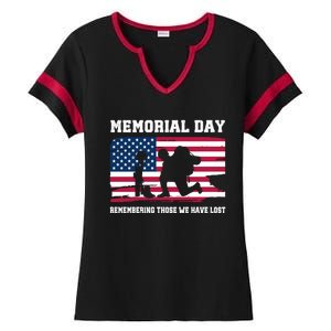 Memorial Day Remember Ladies Halftime Notch Neck Tee