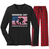 Memorial Day Remember Women's Long Sleeve Flannel Pajama Set 