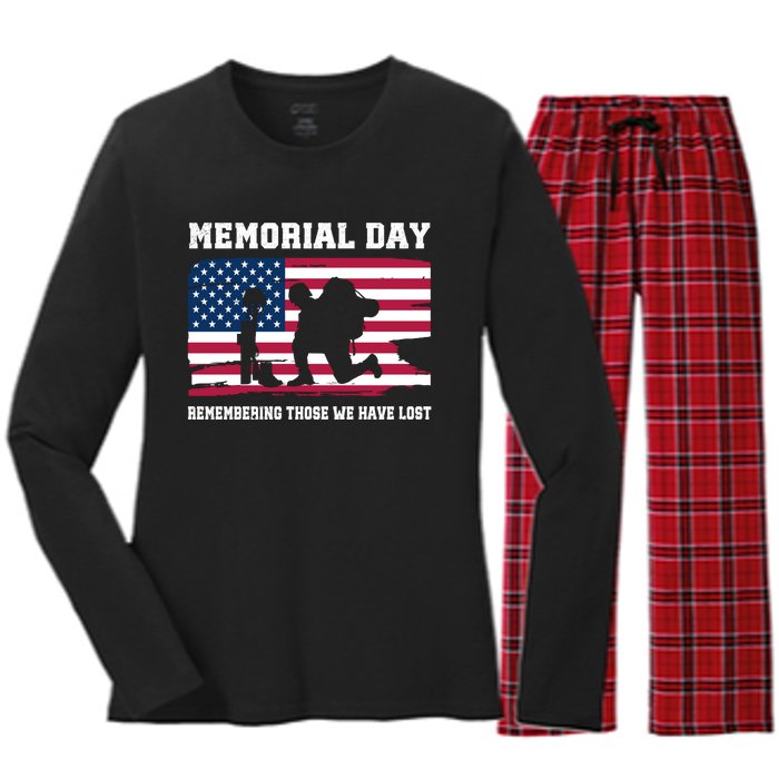 Memorial Day Remember Women's Long Sleeve Flannel Pajama Set 