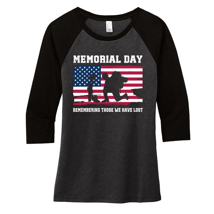 Memorial Day Remember Women's Tri-Blend 3/4-Sleeve Raglan Shirt