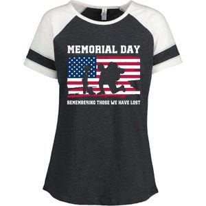 Memorial Day Remember Enza Ladies Jersey Colorblock Tee