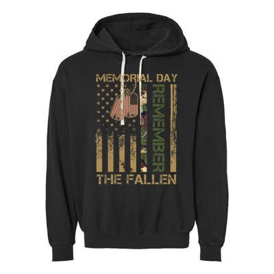 Memorial Day Remember The Fallen Veteran Military Vintage Garment-Dyed Fleece Hoodie