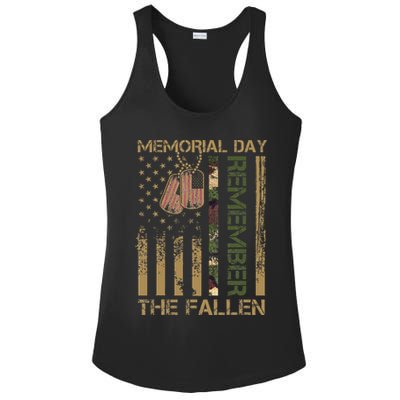 Memorial Day Remember The Fallen Veteran Military Vintage Ladies PosiCharge Competitor Racerback Tank