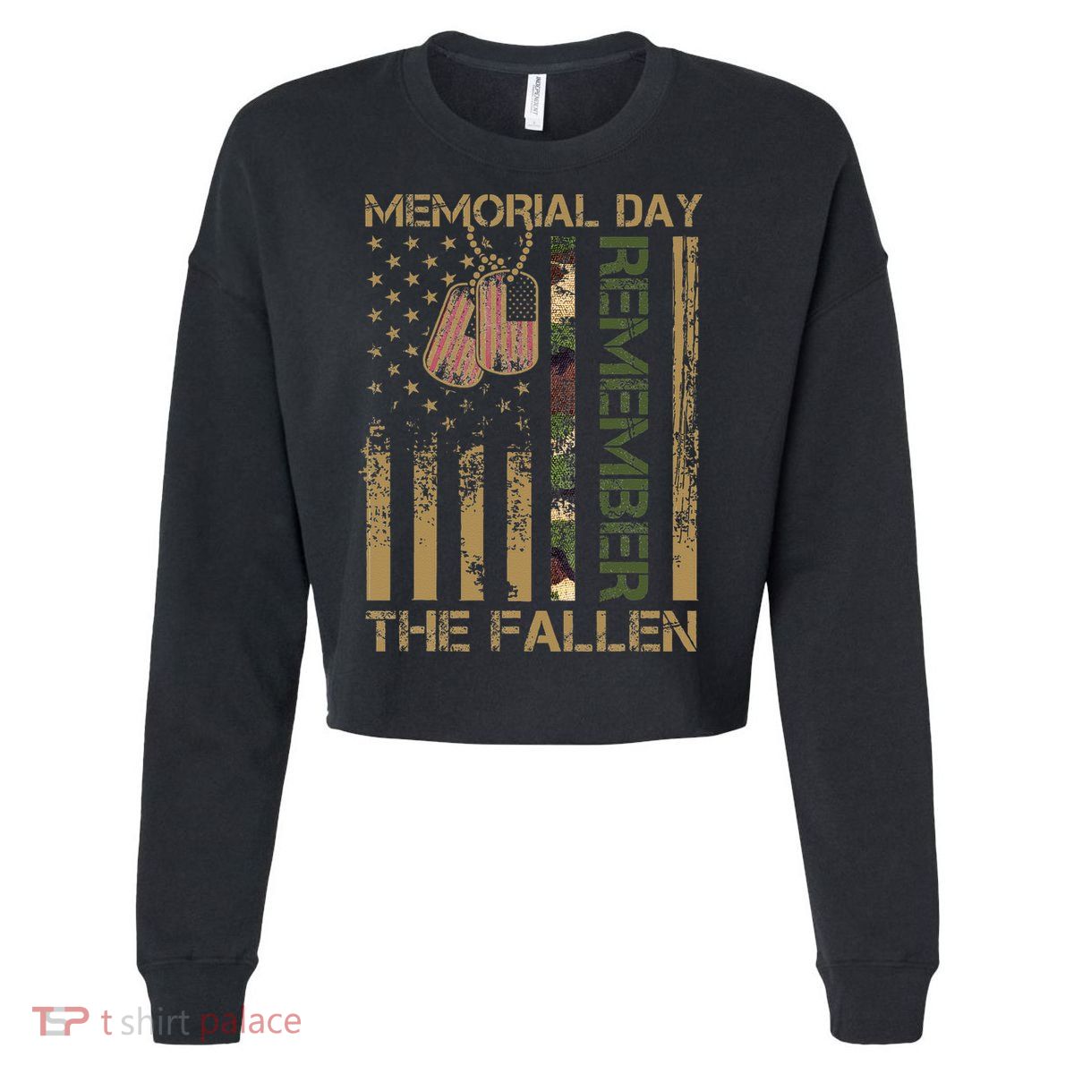 Memorial Day Remember The Fallen Veteran Military Vintage Cropped Pullover Crew