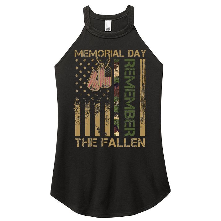 Memorial Day Remember The Fallen Veteran Military Vintage Women's Perfect Tri Rocker Tank