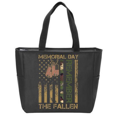 Memorial Day Remember The Fallen Veteran Military Vintage Zip Tote Bag