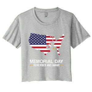 Memorial Day Remember And Honor Soldier Patriotic Armed Forces Gift Women's Crop Top Tee