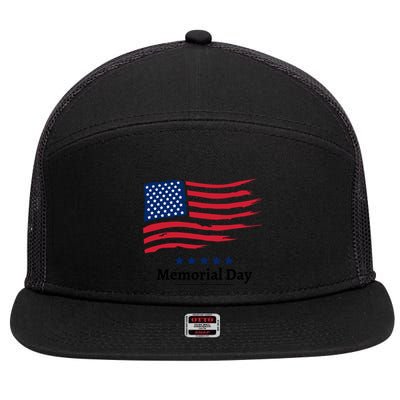 Memorial Day Remember And Honor America Flag Meaningful Gift 7 Panel Mesh Trucker Snapback Hat