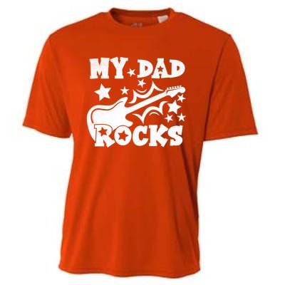 My Dad Rocks Funny Fathers Day Dad Vintage Gift Cooling Performance Crew T-Shirt