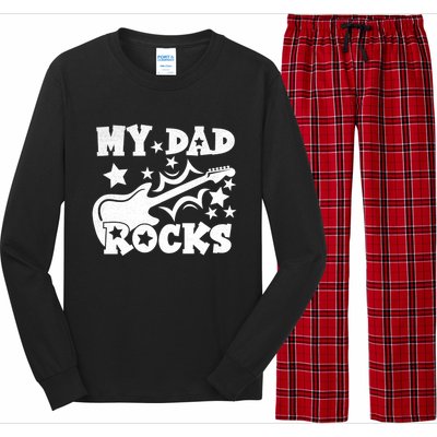 My Dad Rocks Funny Fathers Day Dad Vintage Gift Long Sleeve Pajama Set