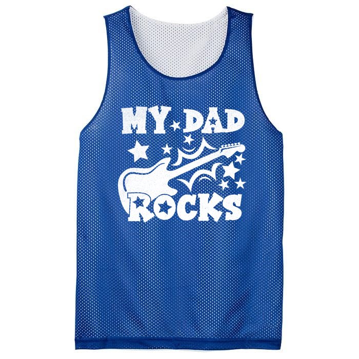 My Dad Rocks Funny Fathers Day Dad Vintage Gift Mesh Reversible Basketball Jersey Tank