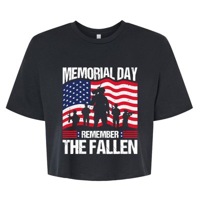 Memorial Day Remember the Proud Veteran Military Vintage Bella+Canvas Jersey Crop Tee