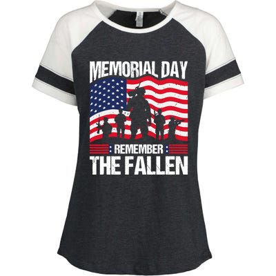 Memorial Day Remember the Proud Veteran Military Vintage Enza Ladies Jersey Colorblock Tee