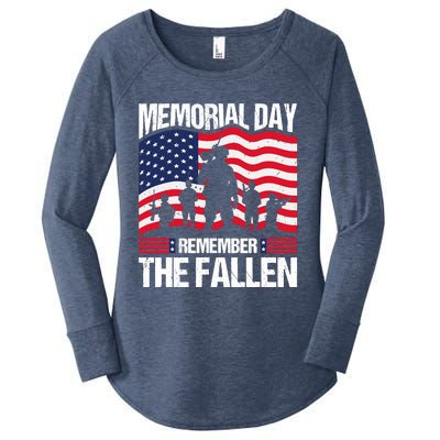 Memorial Day Remember the Proud Veteran Military Vintage Women's Perfect Tri Tunic Long Sleeve Shirt