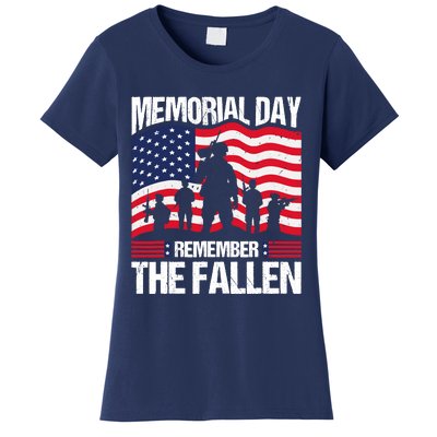 Memorial Day Remember the Proud Veteran Military Vintage Women's T-Shirt