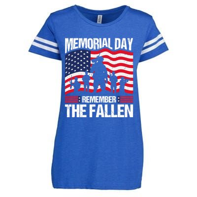 Memorial Day Remember the Proud Veteran Military Vintage Enza Ladies Jersey Football T-Shirt