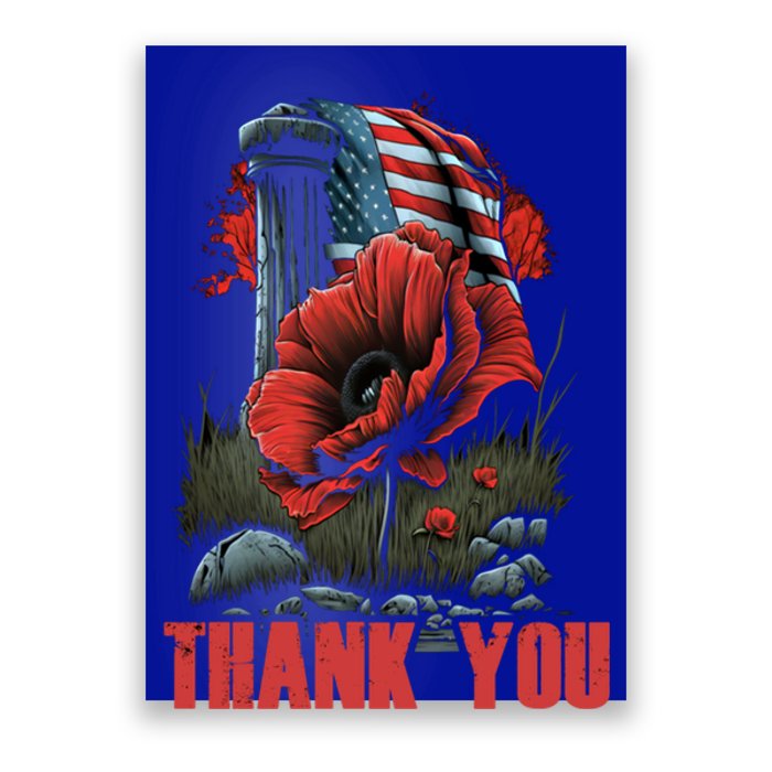 Memorial Day Red Poppy Flower Fallen Hero Veteran Usa Flag Gift Poster