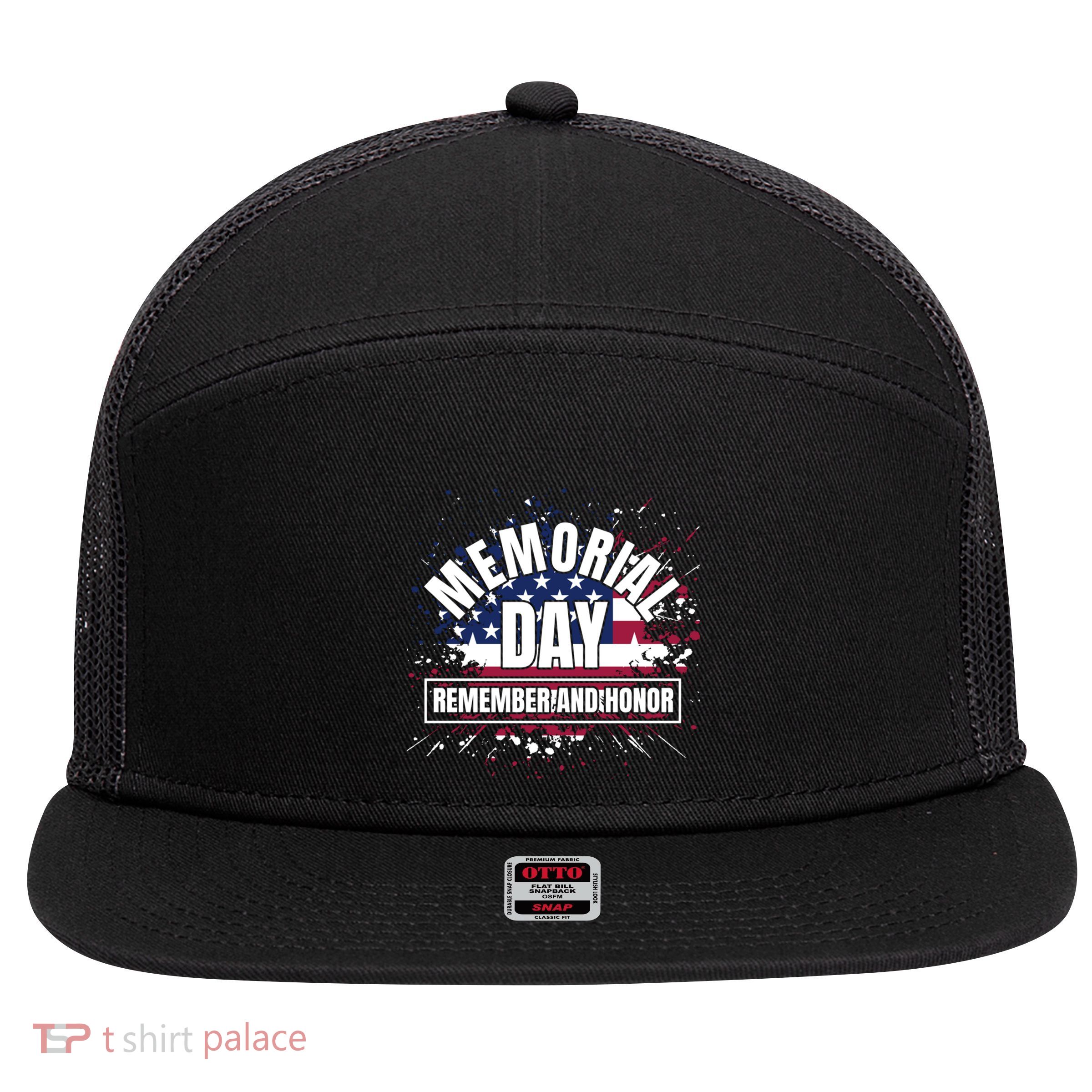 Memorial Day Remember And Honor Fun Veteran Graphic Great Gift 7 Panel Mesh Trucker Snapback Hat