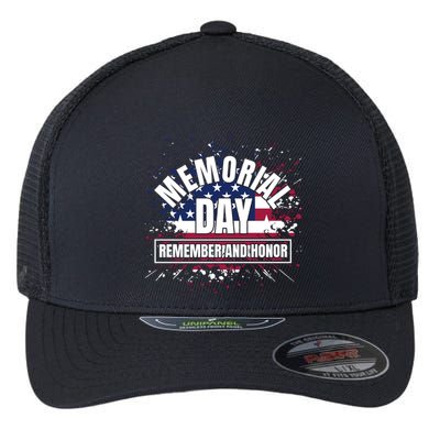 Memorial Day Remember And Honor Fun Veteran Graphic Great Gift Flexfit Unipanel Trucker Cap