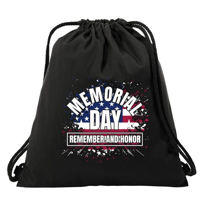 Memorial Day Remember And Honor Fun Veteran Graphic Great Gift Drawstring Bag