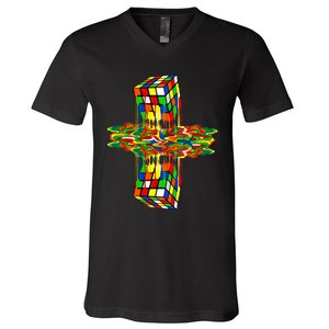 Melting Down Rubik Rubix Rubics Player Cube V-Neck T-Shirt