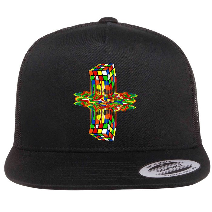 Melting Down Rubik Rubix Rubics Player Cube Flat Bill Trucker Hat