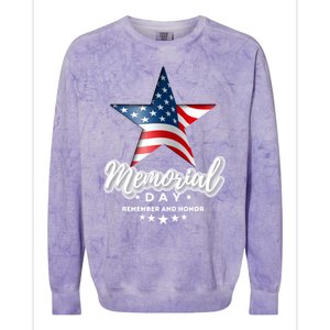 Memorial Day Remember And Honor Gift Colorblast Crewneck Sweatshirt