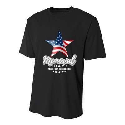 Memorial Day Remember And Honor Gift Youth Performance Sprint T-Shirt