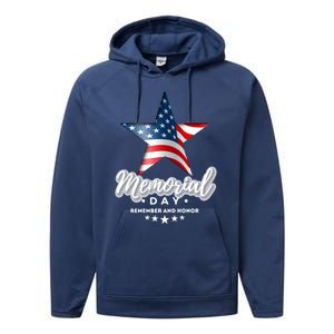 Memorial Day Remember And Honor Gift Performance Fleece Hoodie