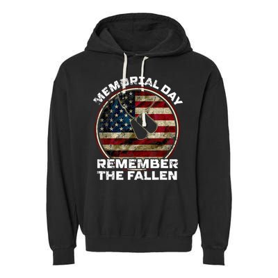 Memorial Day Remember The Fallen Us Vintage Veteran Military Garment-Dyed Fleece Hoodie