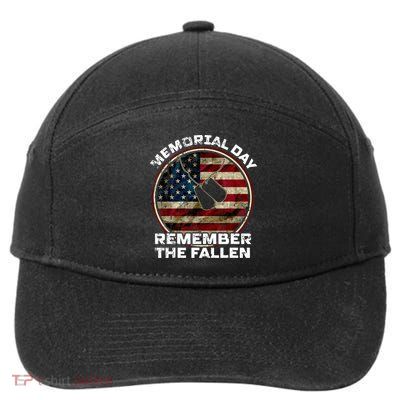 Memorial Day Remember The Fallen Us Vintage Veteran Military 7-Panel Snapback Hat