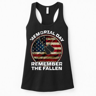 Memorial Day Remember The Fallen Us Vintage Veteran Military Womens Tank Top