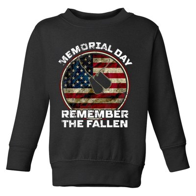 Memorial Day Remember The Fallen Us Vintage Veteran Military Toddler Sweatshirt