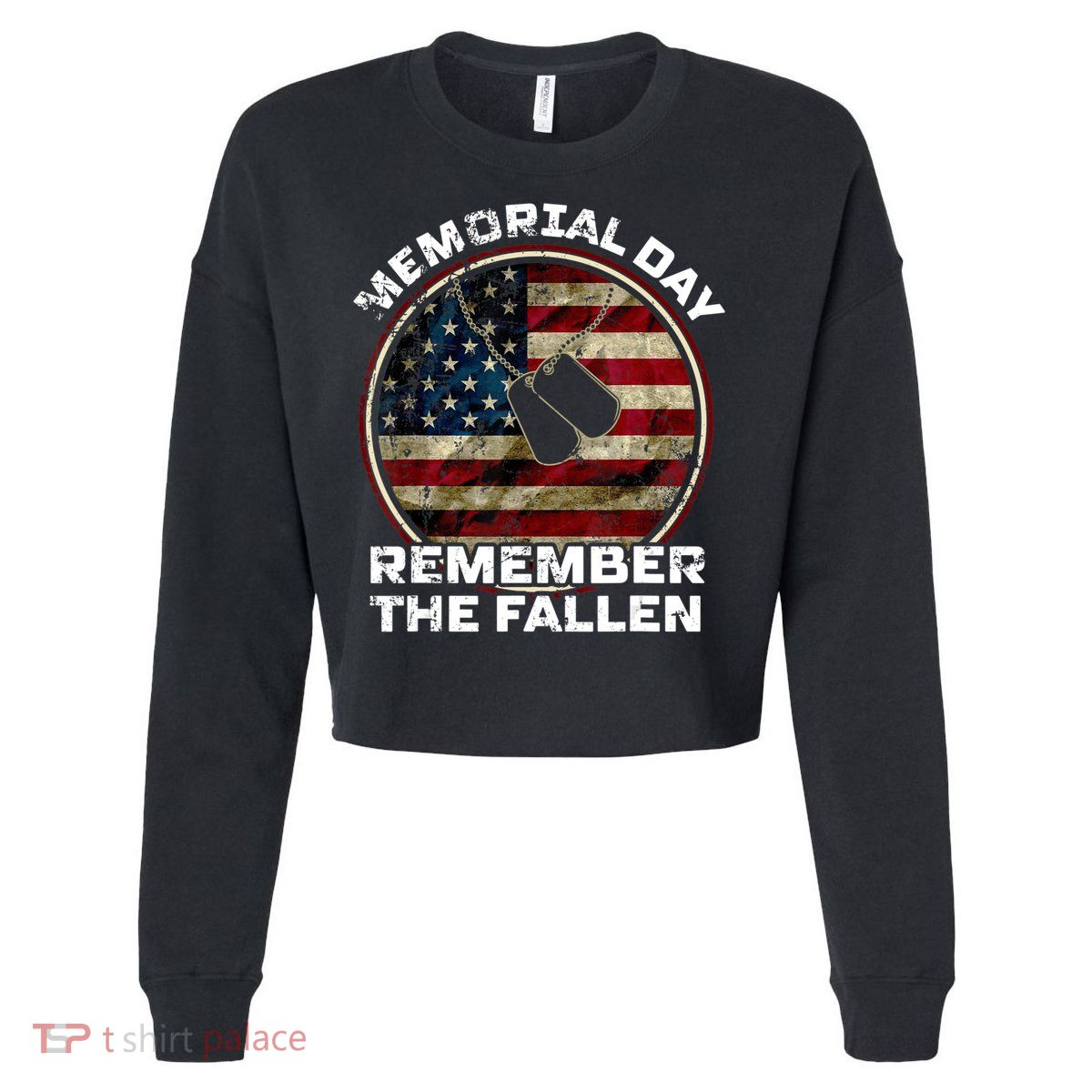 Memorial Day Remember The Fallen Us Vintage Veteran Military Cropped Pullover Crew