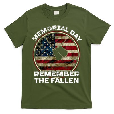 Memorial Day Remember The Fallen Us Vintage Veteran Military T-Shirt