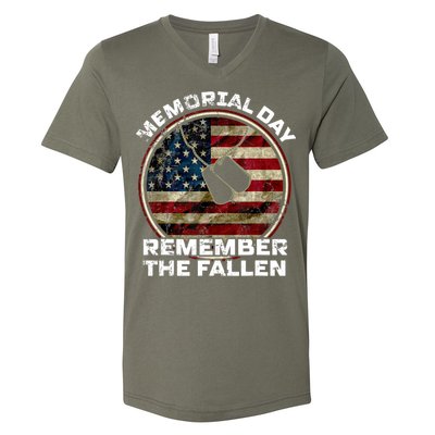Memorial Day Remember The Fallen Us Vintage Veteran Military V-Neck T-Shirt