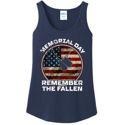 Memorial Day Remember The Fallen Us Vintage Veteran Military Ladies Essential Tank