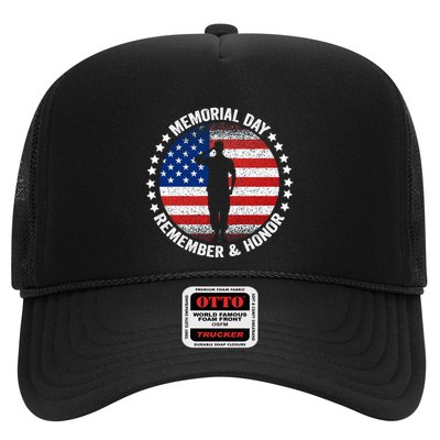 Memorial Day Remember And Honor Retro Vintage Usa Us Flag Gift Trucker Hat