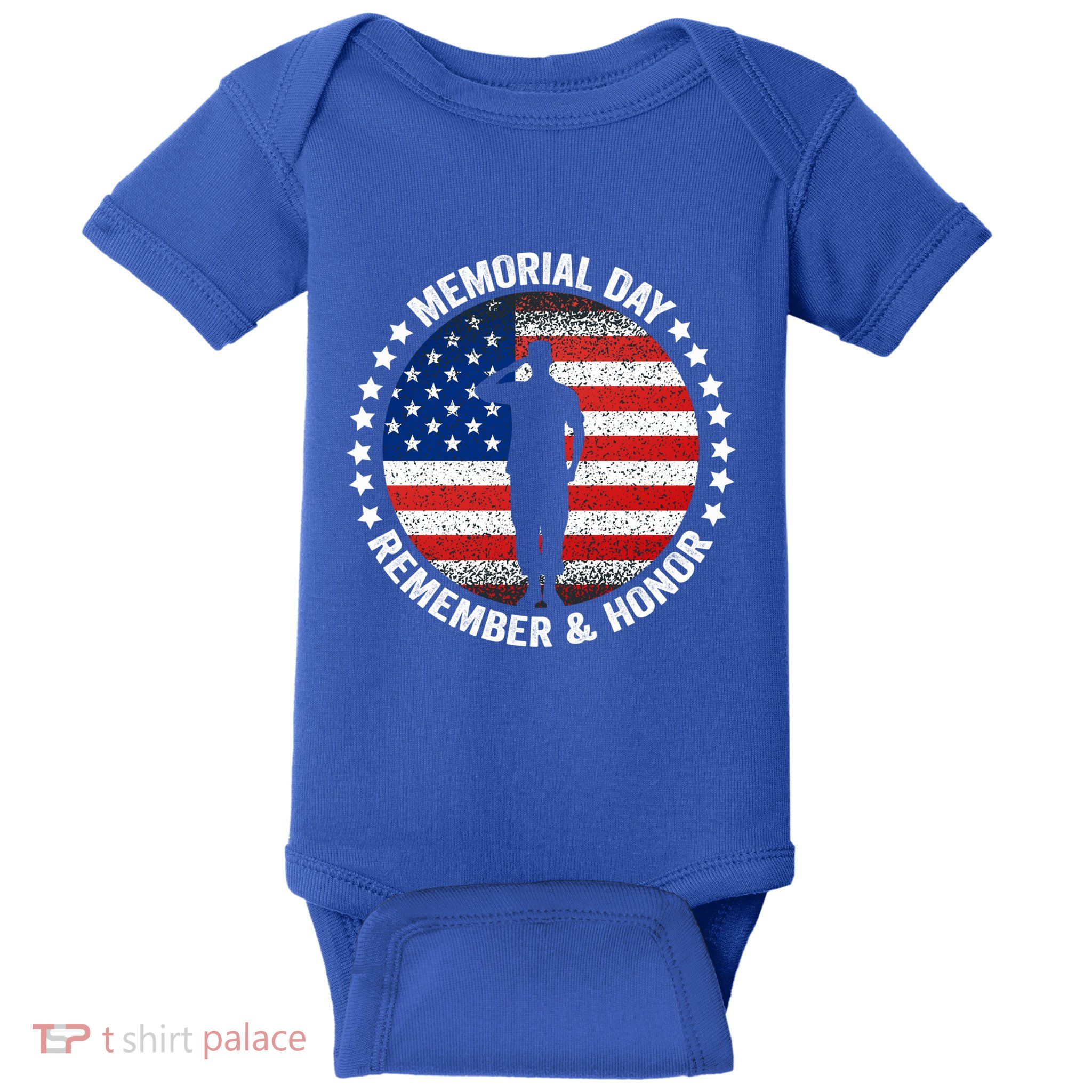 Memorial Day Remember And Honor Retro Vintage Usa Us Flag Gift Baby Bodysuit