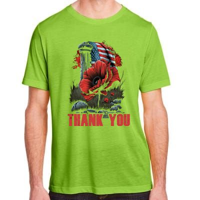 Memorial Day Red Poppy Flower Fallen Hero Veteran Usa Flag Cute Gift Adult ChromaSoft Performance T-Shirt