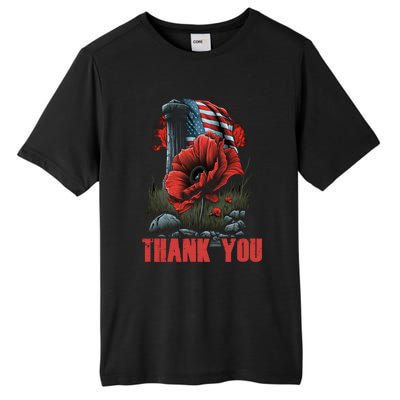 Memorial Day Red Poppy Flower Fallen Hero Veteran Usa Flag Cute Gift Tall Fusion ChromaSoft Performance T-Shirt