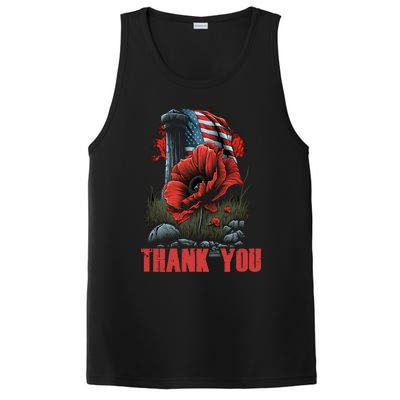 Memorial Day Red Poppy Flower Fallen Hero Veteran Usa Flag Cute Gift PosiCharge Competitor Tank