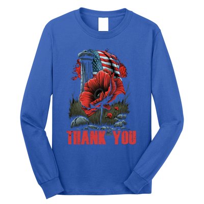 Memorial Day Red Poppy Flower Fallen Hero Veteran Usa Flag Cute Gift Long Sleeve Shirt