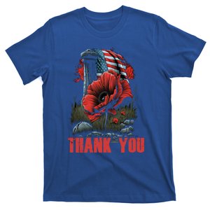 Memorial Day Red Poppy Flower Fallen Hero Veteran Usa Flag Cute Gift T-Shirt