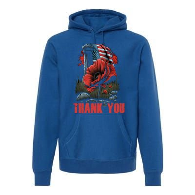 Memorial Day Red Poppy Flower Fallen Hero Veteran Usa Flag Cute Gift Premium Hoodie