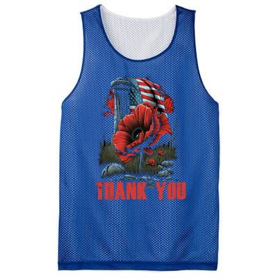 Memorial Day Red Poppy Flower Fallen Hero Veteran Usa Flag Cute Gift Mesh Reversible Basketball Jersey Tank