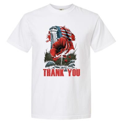 Memorial Day Red Poppy Flower Fallen Hero Veteran Usa Flag Cute Gift Garment-Dyed Heavyweight T-Shirt