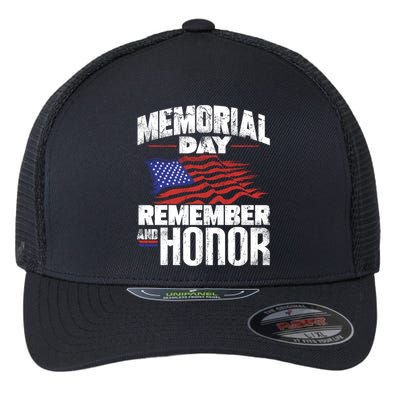 Memorial Day Remember And Honor Vintage Retro America Great Gift Flexfit Unipanel Trucker Cap