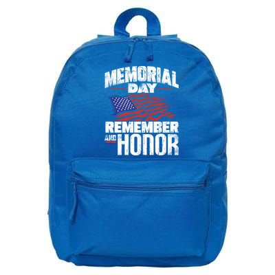 Memorial Day Remember And Honor Vintage Retro America Great Gift 16 in Basic Backpack
