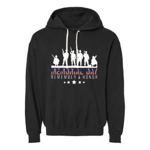 Memorial Day Remember Honor Veteran Usa Flag Pateriot Army Garment-Dyed Fleece Hoodie